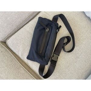 DKNY Logo Black Nylon Belt Bag Unisex Adjustable Strap Casual